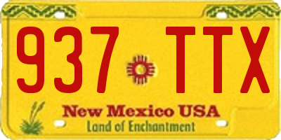 NM license plate 937TTX