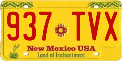 NM license plate 937TVX
