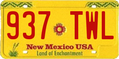 NM license plate 937TWL