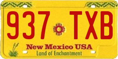 NM license plate 937TXB