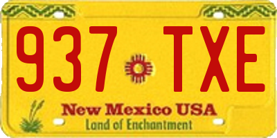 NM license plate 937TXE