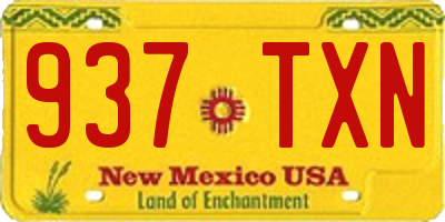NM license plate 937TXN