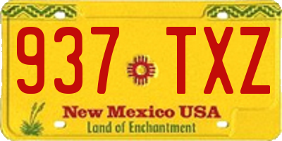 NM license plate 937TXZ