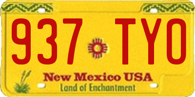 NM license plate 937TYO