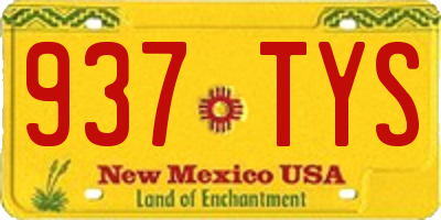 NM license plate 937TYS