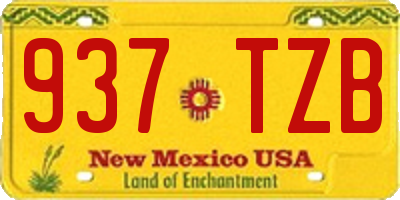 NM license plate 937TZB