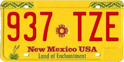 NM license plate 937TZE