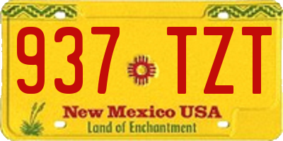 NM license plate 937TZT