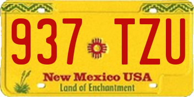 NM license plate 937TZU