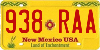 NM license plate 938RAA