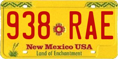 NM license plate 938RAE