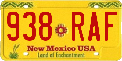 NM license plate 938RAF