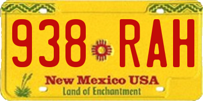 NM license plate 938RAH