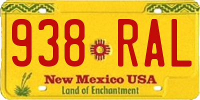 NM license plate 938RAL