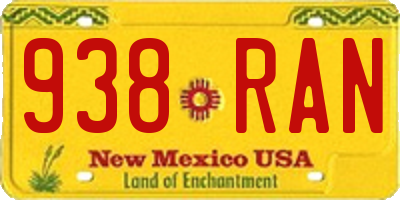 NM license plate 938RAN