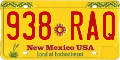 NM license plate 938RAQ
