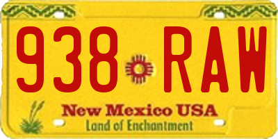 NM license plate 938RAW