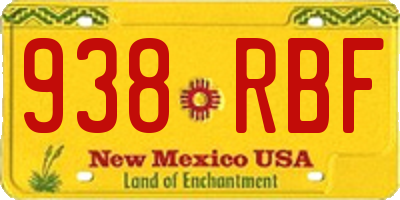 NM license plate 938RBF
