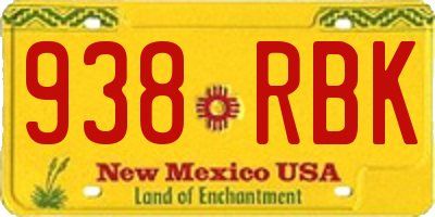 NM license plate 938RBK