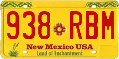 NM license plate 938RBM