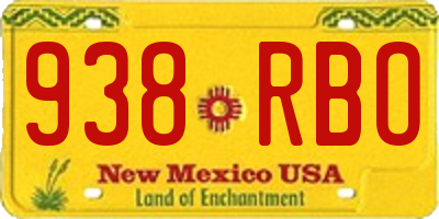 NM license plate 938RBO