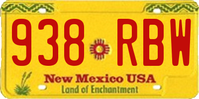 NM license plate 938RBW