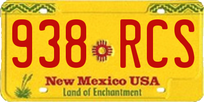 NM license plate 938RCS