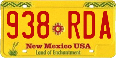 NM license plate 938RDA