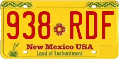 NM license plate 938RDF