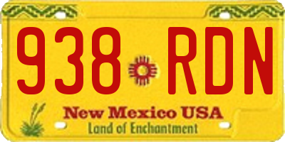 NM license plate 938RDN