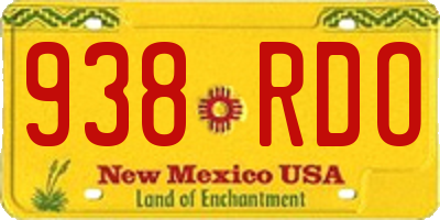 NM license plate 938RDO