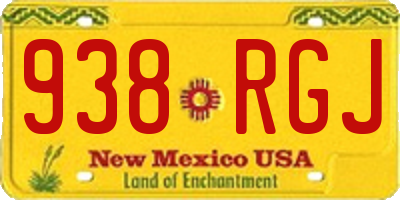NM license plate 938RGJ