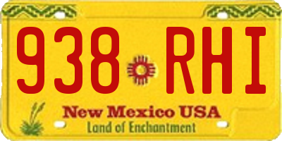 NM license plate 938RHI