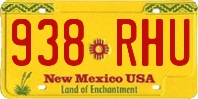 NM license plate 938RHU