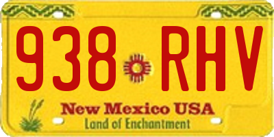 NM license plate 938RHV