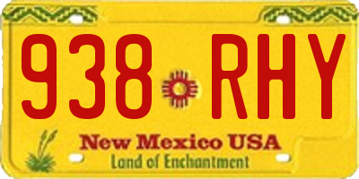 NM license plate 938RHY