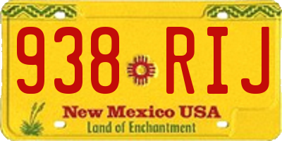 NM license plate 938RIJ