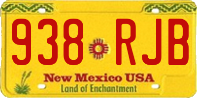 NM license plate 938RJB