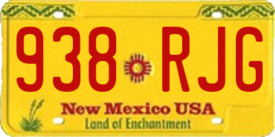 NM license plate 938RJG
