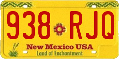 NM license plate 938RJQ