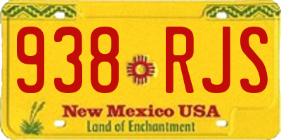 NM license plate 938RJS