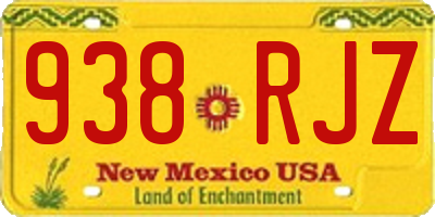 NM license plate 938RJZ