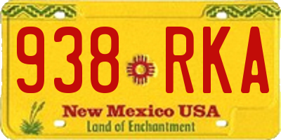 NM license plate 938RKA