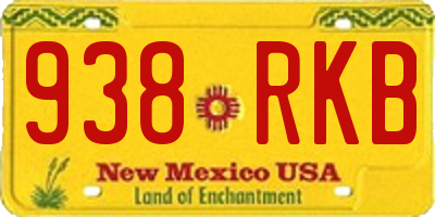 NM license plate 938RKB