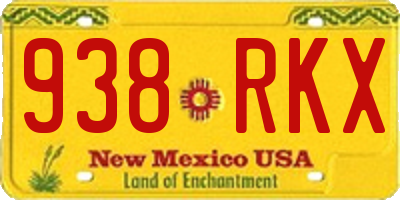 NM license plate 938RKX