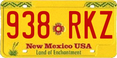 NM license plate 938RKZ