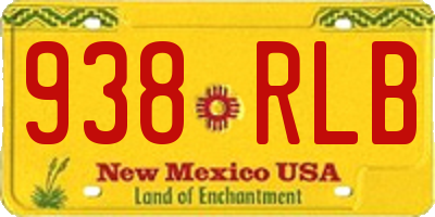 NM license plate 938RLB