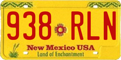 NM license plate 938RLN