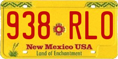 NM license plate 938RLO