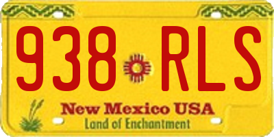 NM license plate 938RLS
